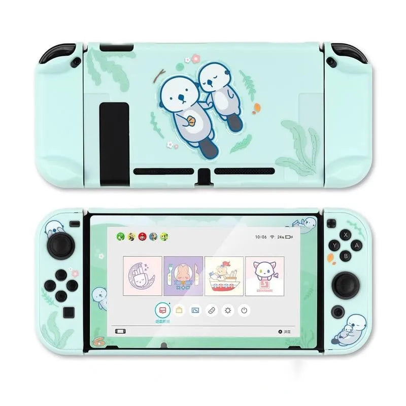 Sea Otter grey silicone protective case for Nintendo Switch Lite console and Joy-Con controllers.
