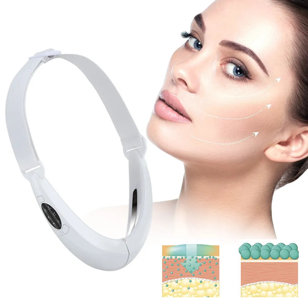 White facial lifting device with dual light therapy and vibration functions for home facial care
