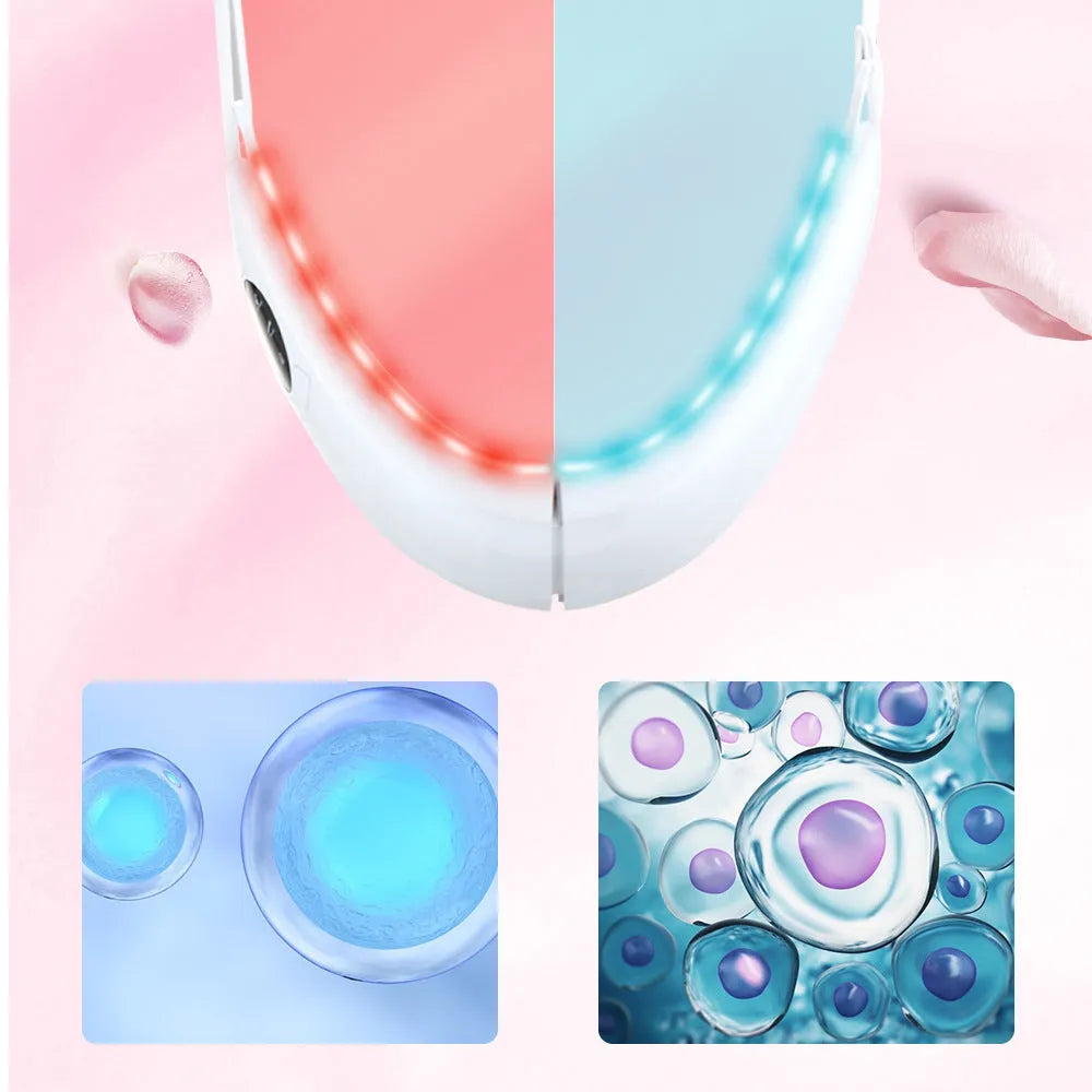 White facial lifting device with dual light therapy and vibration functions for home facial care