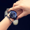 Electronic digital watch with blue light display showing numbers, available in black and white colours
