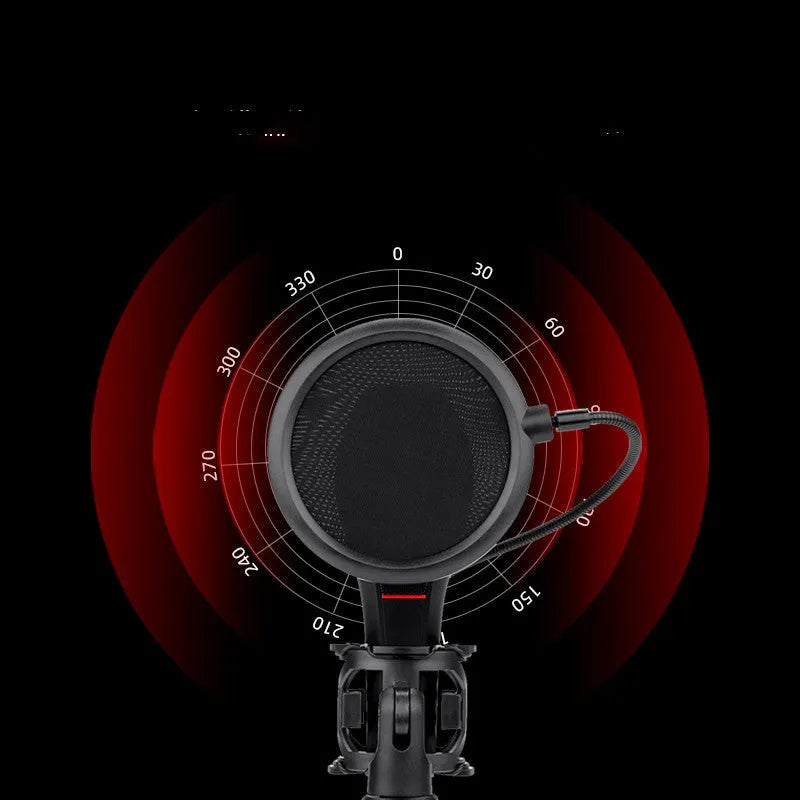 Black broadcast microphone with USB cable for gaming anchors and live singing with noise reduction technology