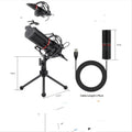 Black broadcast microphone with USB cable for gaming anchors and live singing with noise reduction technology