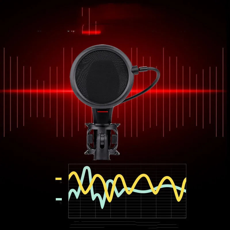 Black broadcast microphone with USB cable for gaming anchors and live singing with noise reduction technology