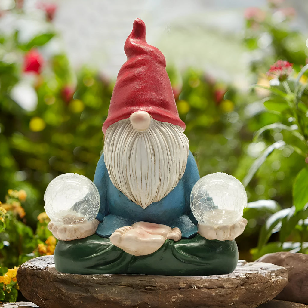 Solar LED resin dwarf doll garden ornament with faceless old man design