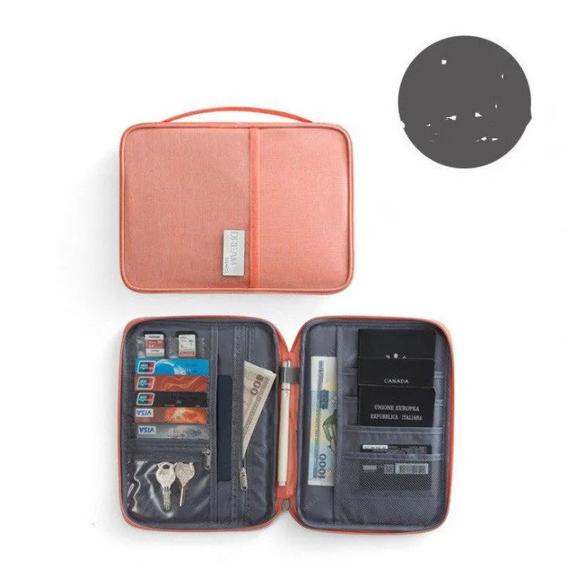 Waterproof travel passport cover in multiple colours showing document protection