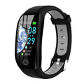 Colour screen smart watch with heart rate display and silicone band in grey on a wrist