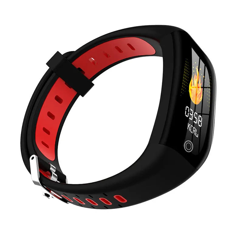 Colour screen smart watch with heart rate display and silicone band in grey on a wrist