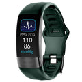Black smart health monitoring bracelet with ECG heart rate blood pressure tracking on wrist