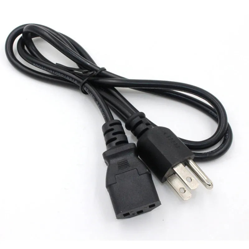 Black American standard power cord with US plug showing 1.2 metre length and PVC sheathing