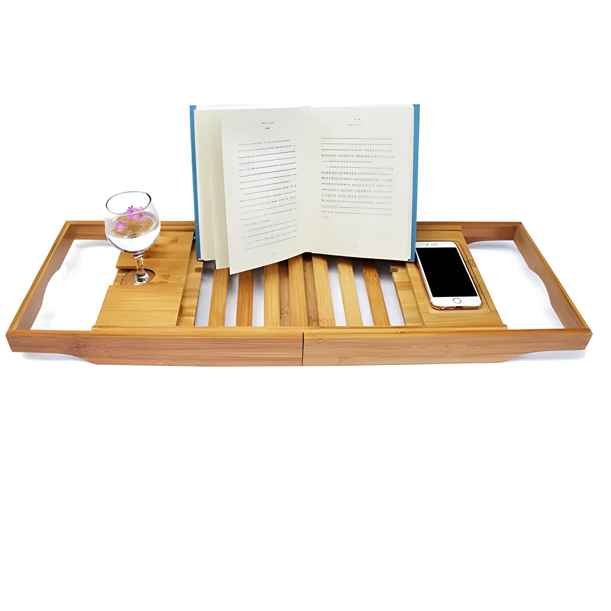 Bamboo bathtub frame storage organiser with single-floor desktop design for bathroom use