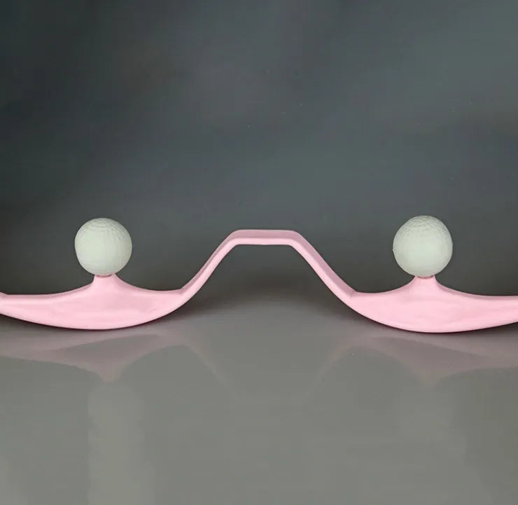 Plastic pressure point neck massager with adjustable stand and removable heads in blue, green, or pink
