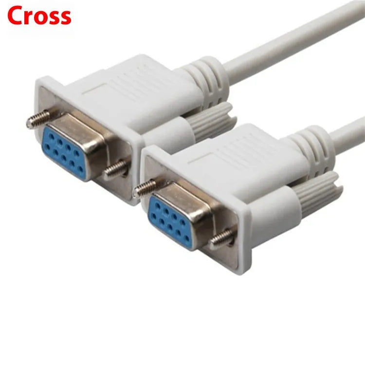 DB9 female to female RS232 serial cable, 1.5m length, milky white colour.