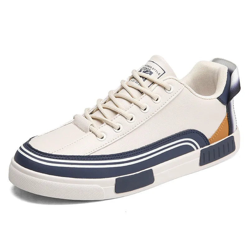 Men's canvas casual shoes with mesh panels in beige and white with green colour options
