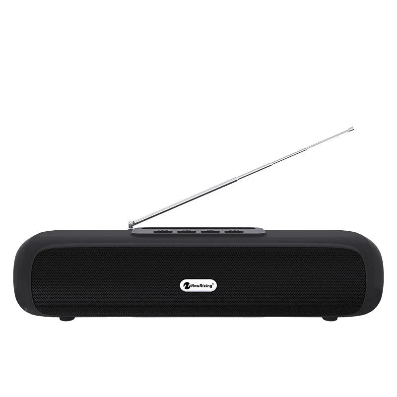 Wireless desktop long strip subwoofer in black, blue, red, or silver grey colours