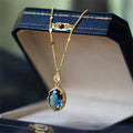 Gold geometric pendant necklace with French retro styling and electroplated finish