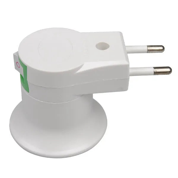 White E27 bulb socket adapter converter with wall plug-in screw lamp holder and integrated switch control
