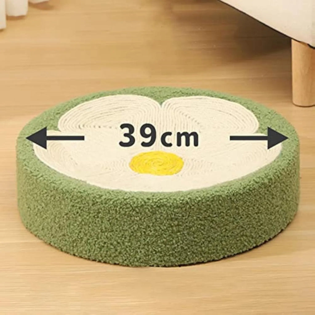 Green round sisal fabric cat scratcher bowl lounge bed for scratching and sleeping
