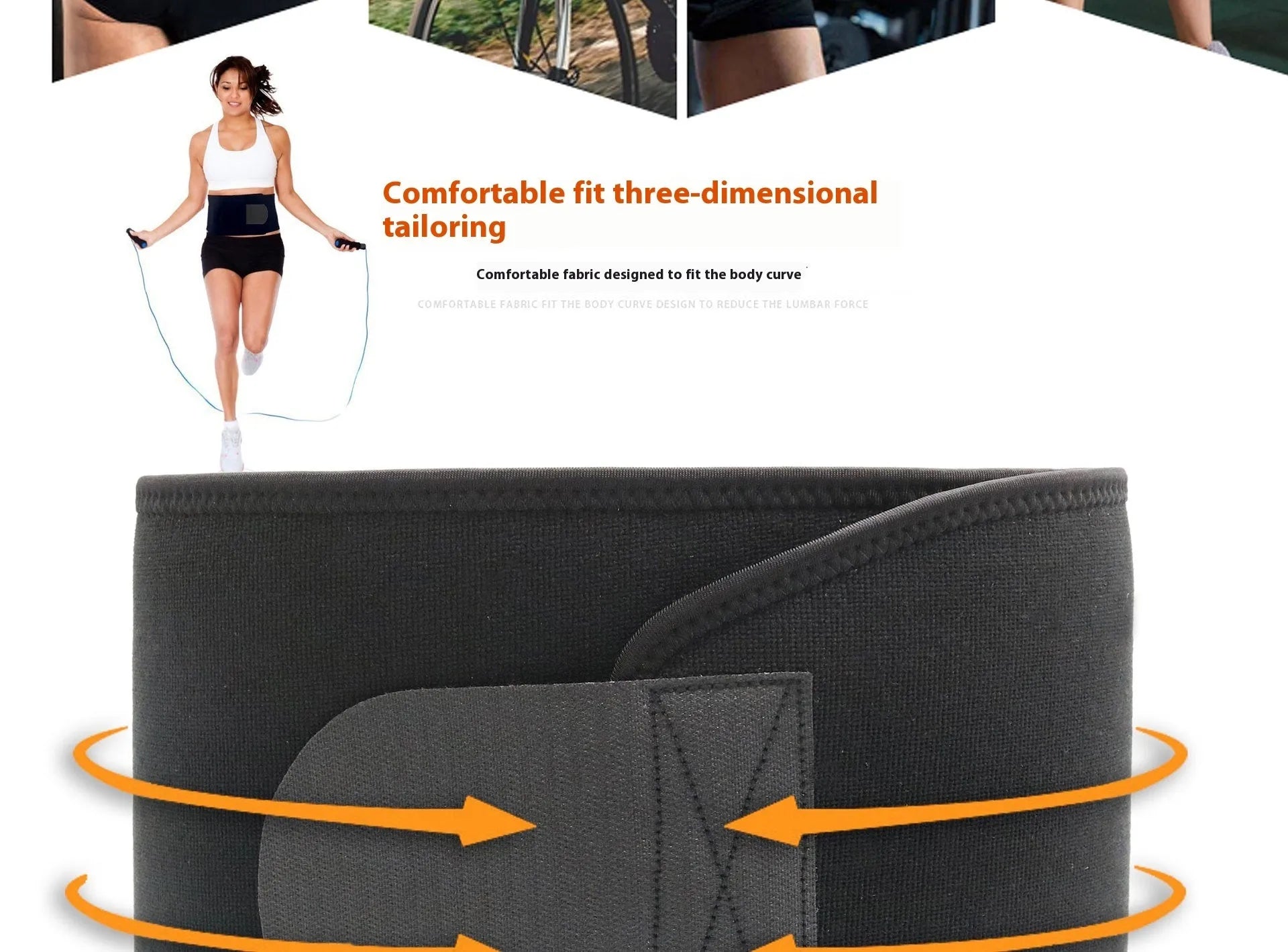 Neoprene lumbar support belt for fitness and running in black, blue, and pink colours