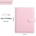 A5 solid colour PU leather notebook shell with zipper closure for loose-leaf binders