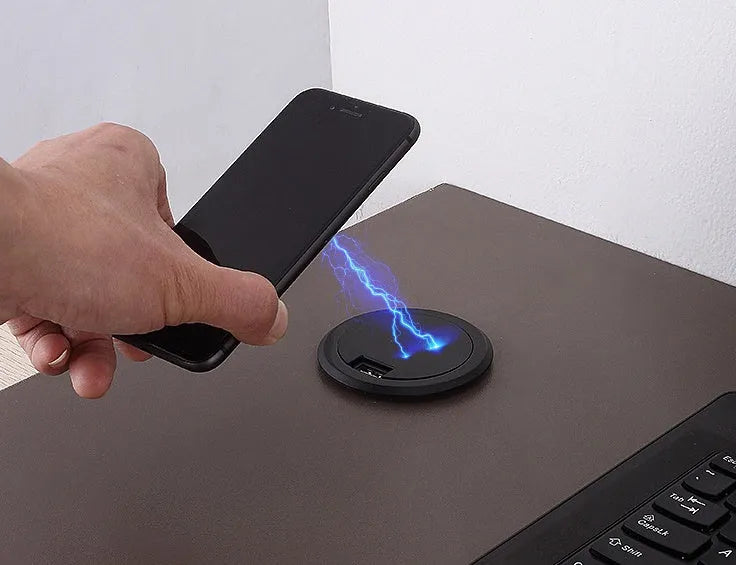 W-75 and W-60 round embedded wireless phone chargers for furniture installation with fast charging