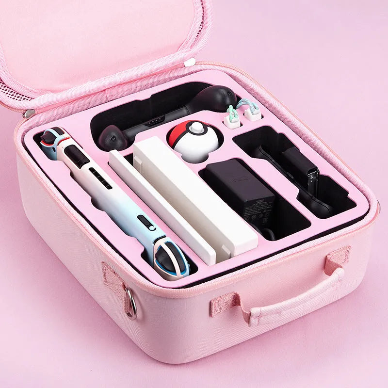 Cat claw design Nintendo Switch accessory storage bag with shoulder strap in black, blue, or pink