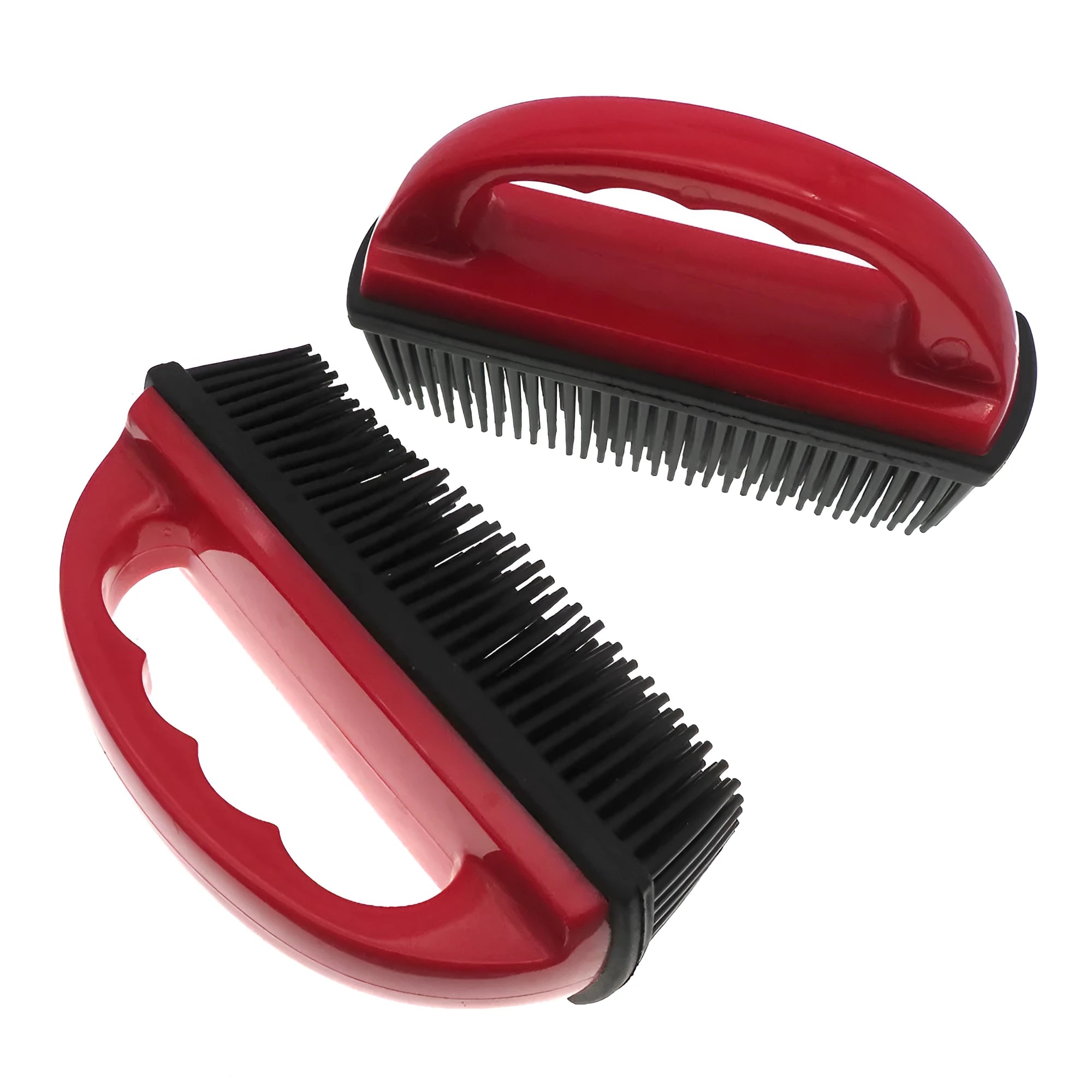 Red pet hair removal brush for dogs, cats and carpet cleaning measuring 160mm by 85mm