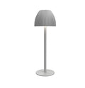 Ins pattern dimmable night lamp with thin round base in black or white, placed on a bedside table.