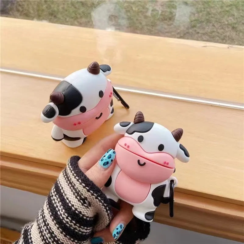 Cute cow cartoon silicone protective case for Apple AirPods charging case