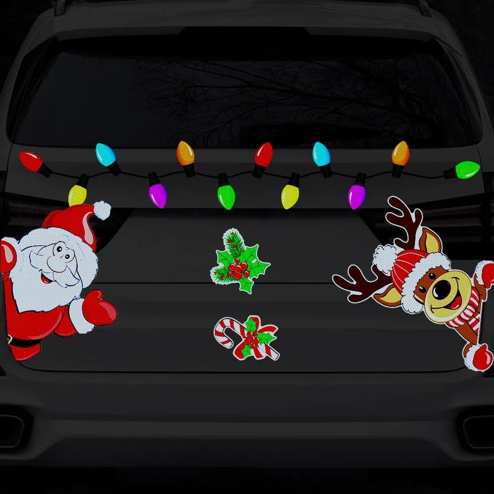 Christmas elk cartoon design reflective magnetic sticker in RFM026 colour on medium format