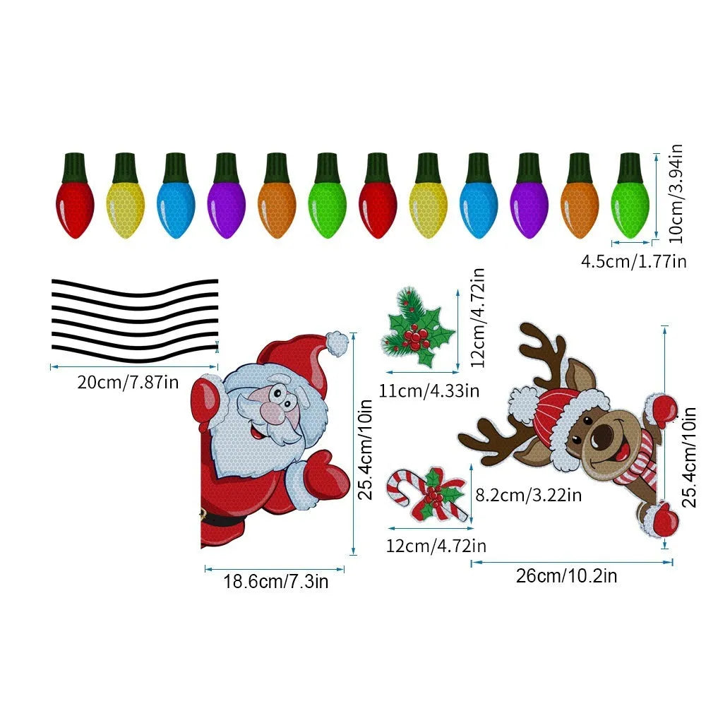 Christmas elk cartoon design reflective magnetic sticker in RFM026 colour on medium format