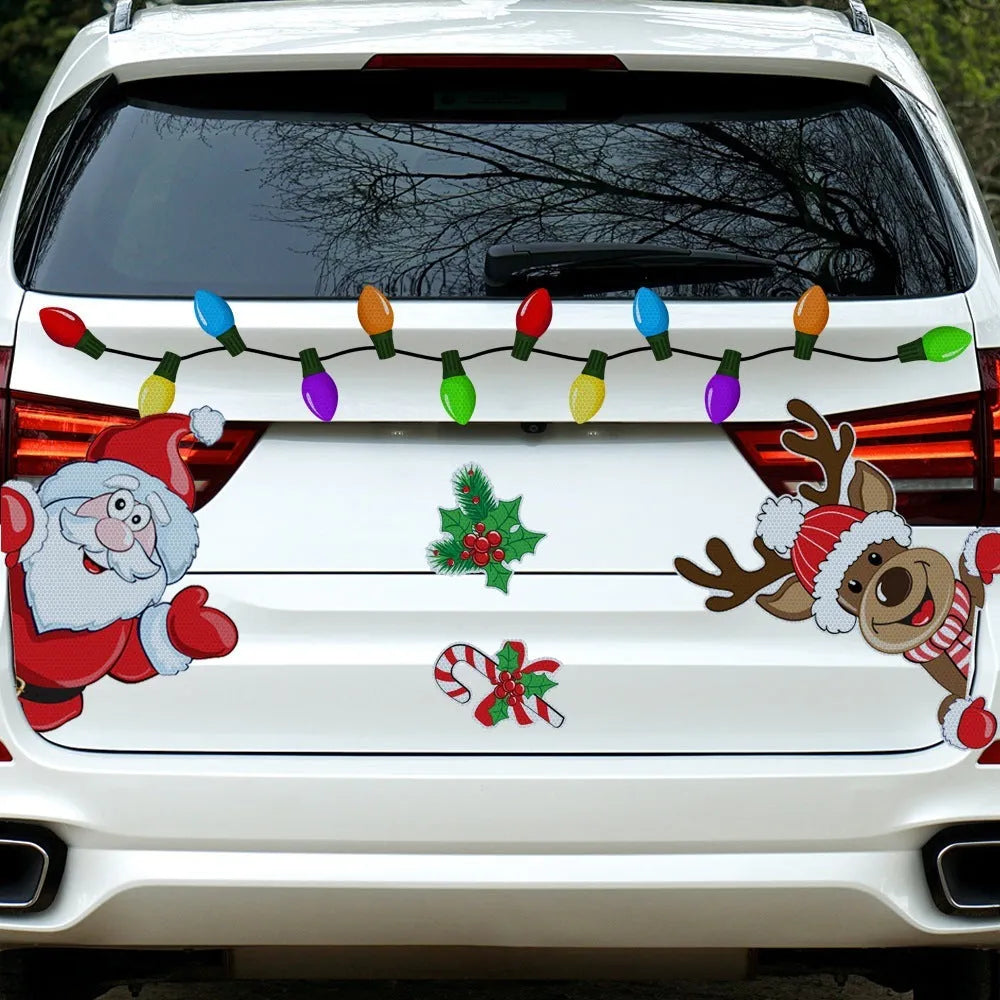 Christmas elk cartoon design reflective magnetic sticker in RFM026 colour on medium format