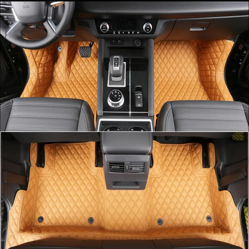 Mitsubishi Outlander full coverage floor mats in black, single and double layer with wire ring designs.