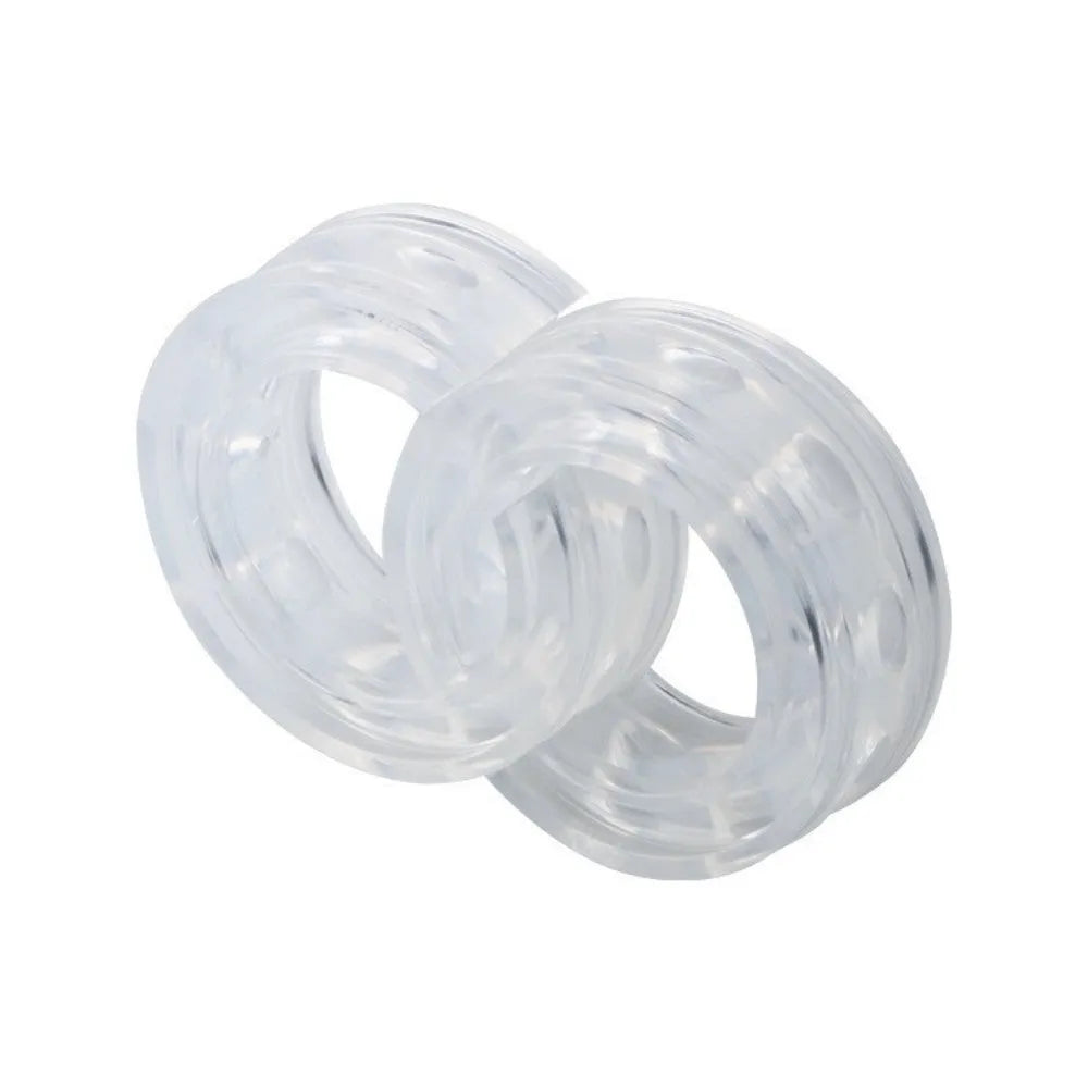 Transparent rubber shock absorber for car spring, showing six size options A through F with dimensions.