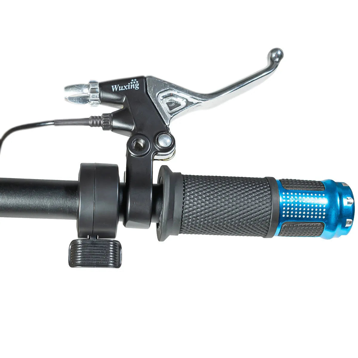 Electric vehicle handlebar grip replacement in blue, red, silver, or yellow colours with 5-core wiring connector