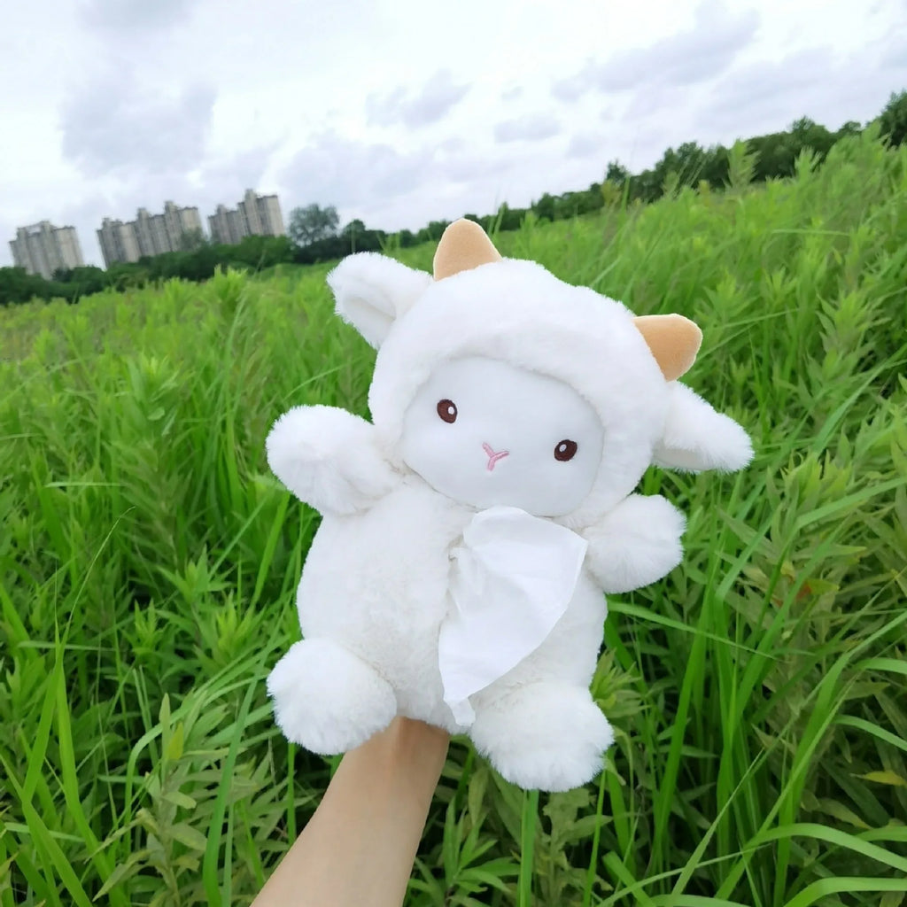 Plush cartoon lamb car tissue box cover for automotive and home decoration