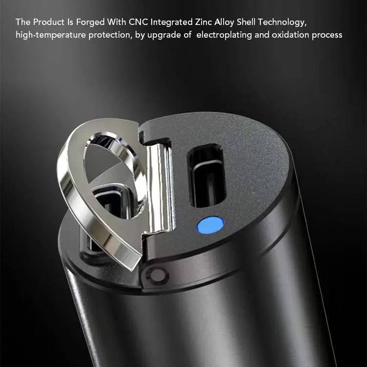 Mini 30W car cigarette lighter charger with zinc alloy body for fast PD and QC charging