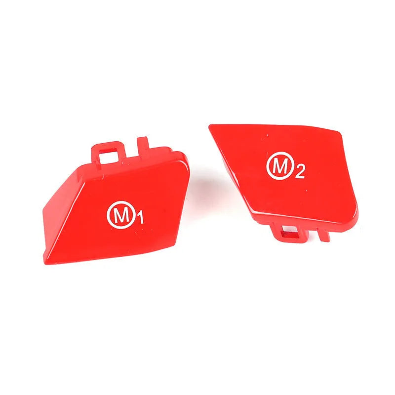 BMW steering wheel M1 M2 button accessories in red and blue colours with installation keys