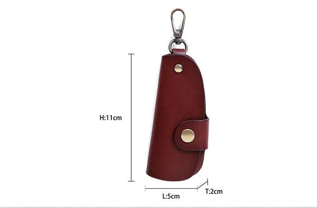 Genuine leather handmade key storage bag in short length style for car keys