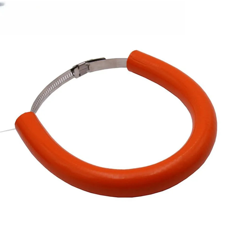 Universal motorcycle exhaust pipe gasket in black, blue, and orange colours