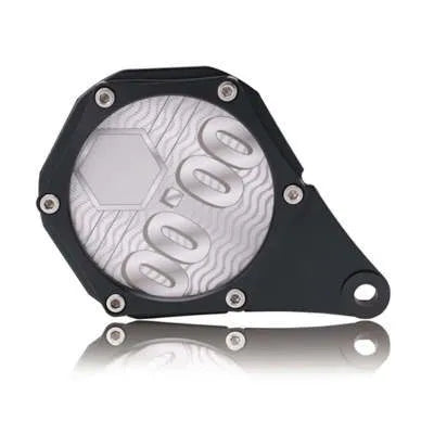 Black carbon fibre pattern motorcycle fuel cap seal with anti-theft hex screw