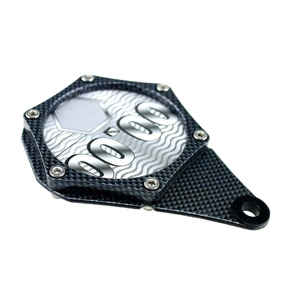 Black carbon fibre pattern motorcycle fuel cap seal with anti-theft hex screw