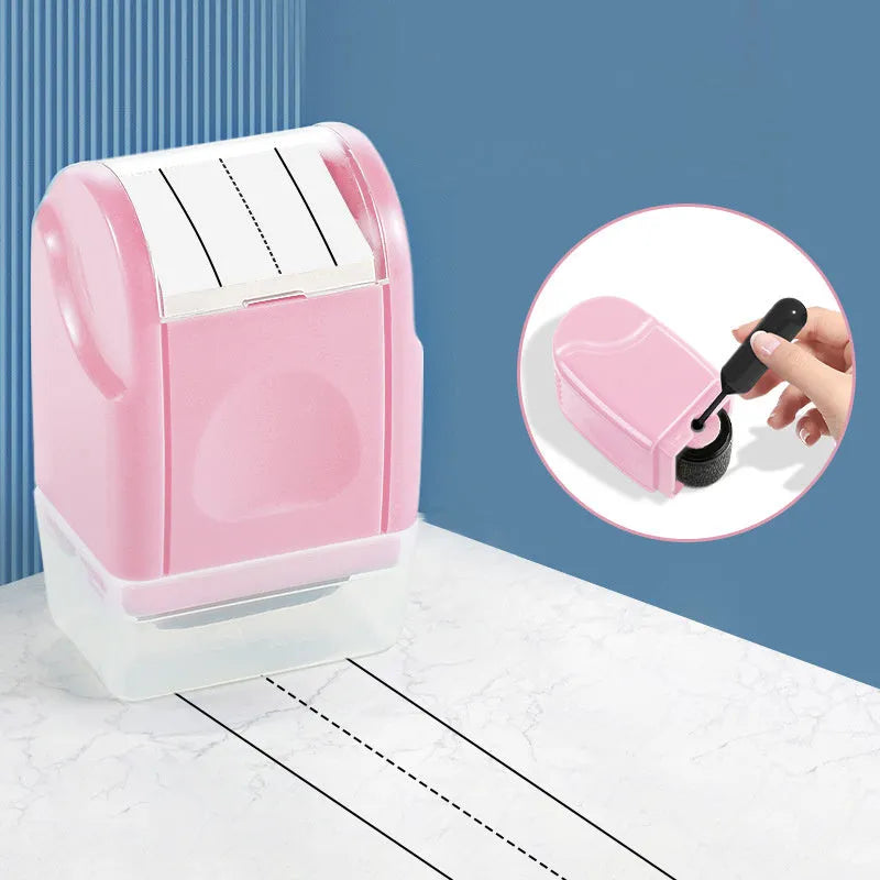 Rectangle plastic English line roller seal for teaching in seven colour options
