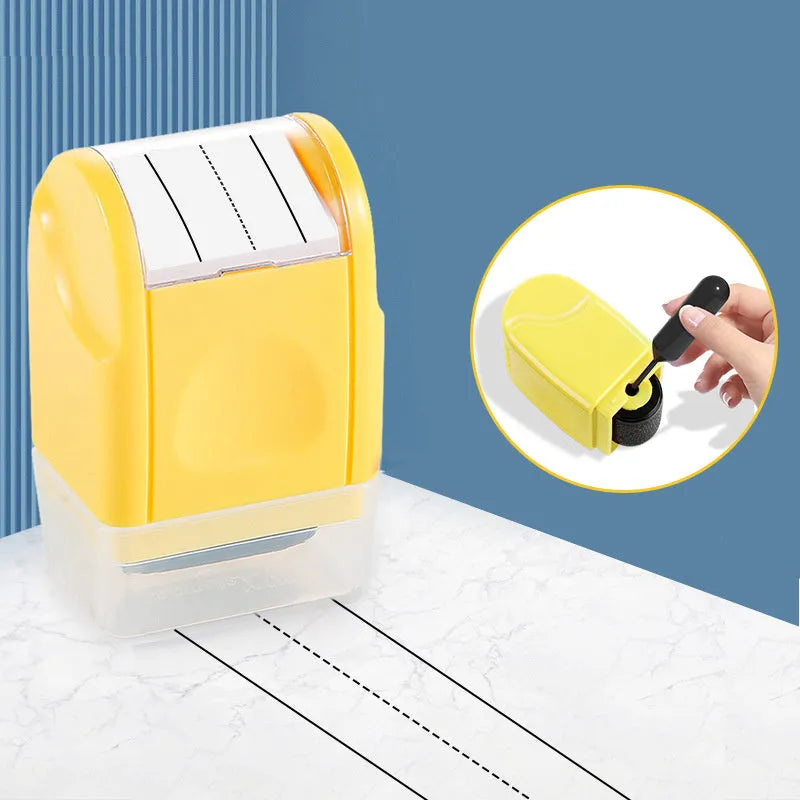 Rectangle plastic English line roller seal for teaching in seven colour options