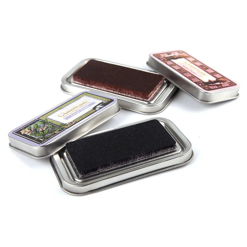 Rectangular oily stamp pad for DIY rubber stamps in five colours with quick-drying ink