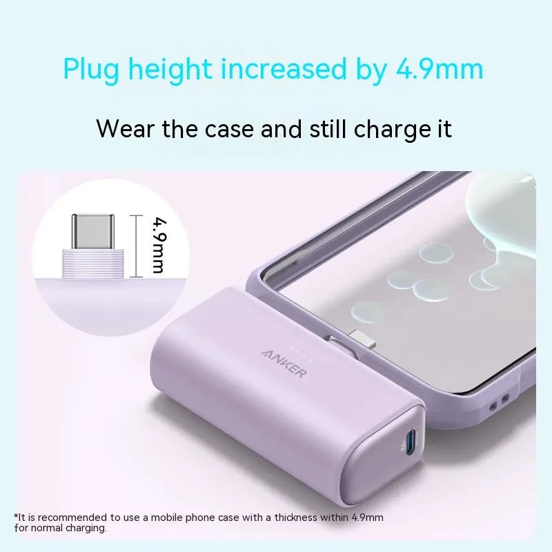 Compact capsule-shaped power bank in multiple colours with a foldable USB Type-C cable