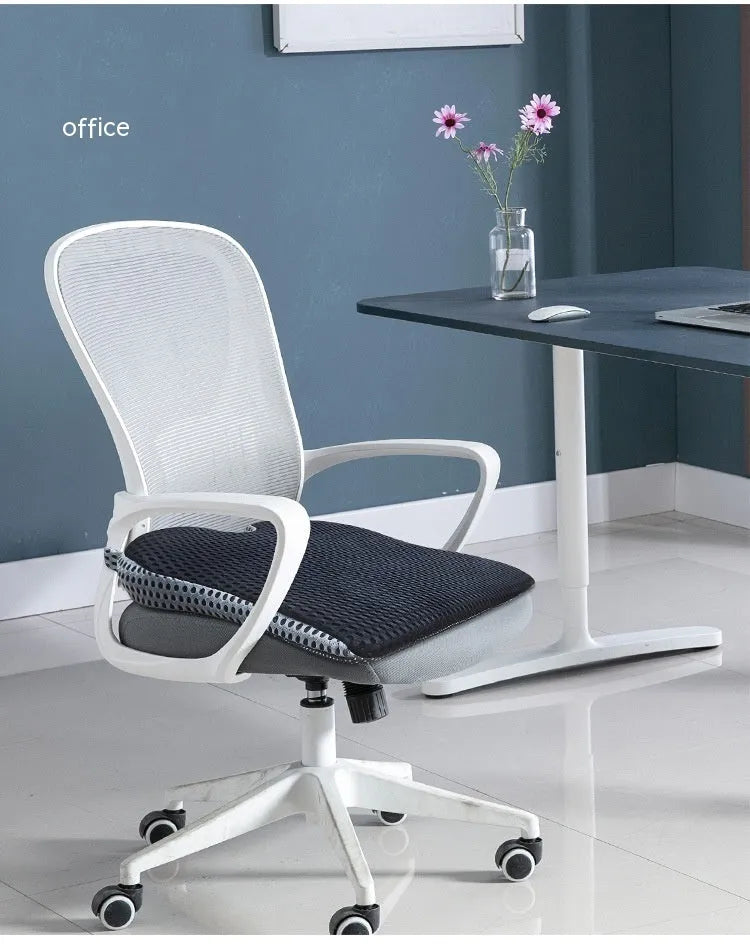 Memory foam hip cushion with fixed strap attachment in solid colour fabric