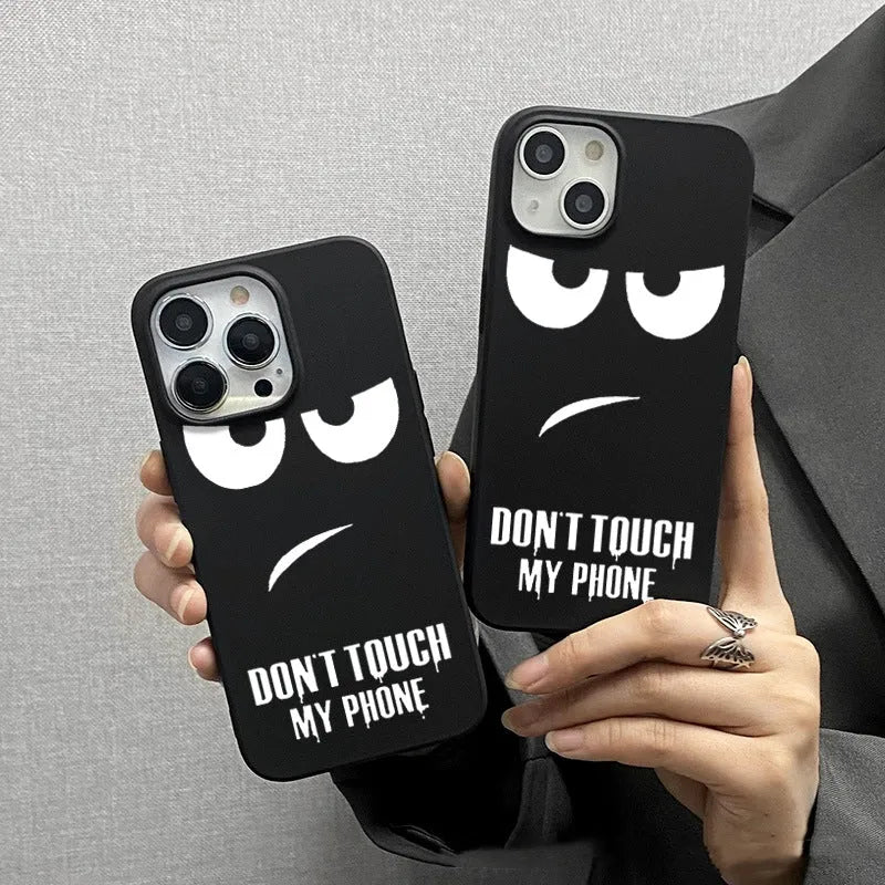 Matte black simple silicone TPU phone case back cover for iPhone on a plain background