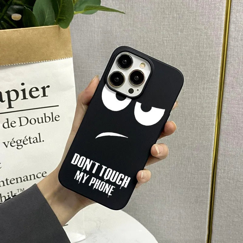 Matte black simple silicone TPU phone case back cover for iPhone on a plain background