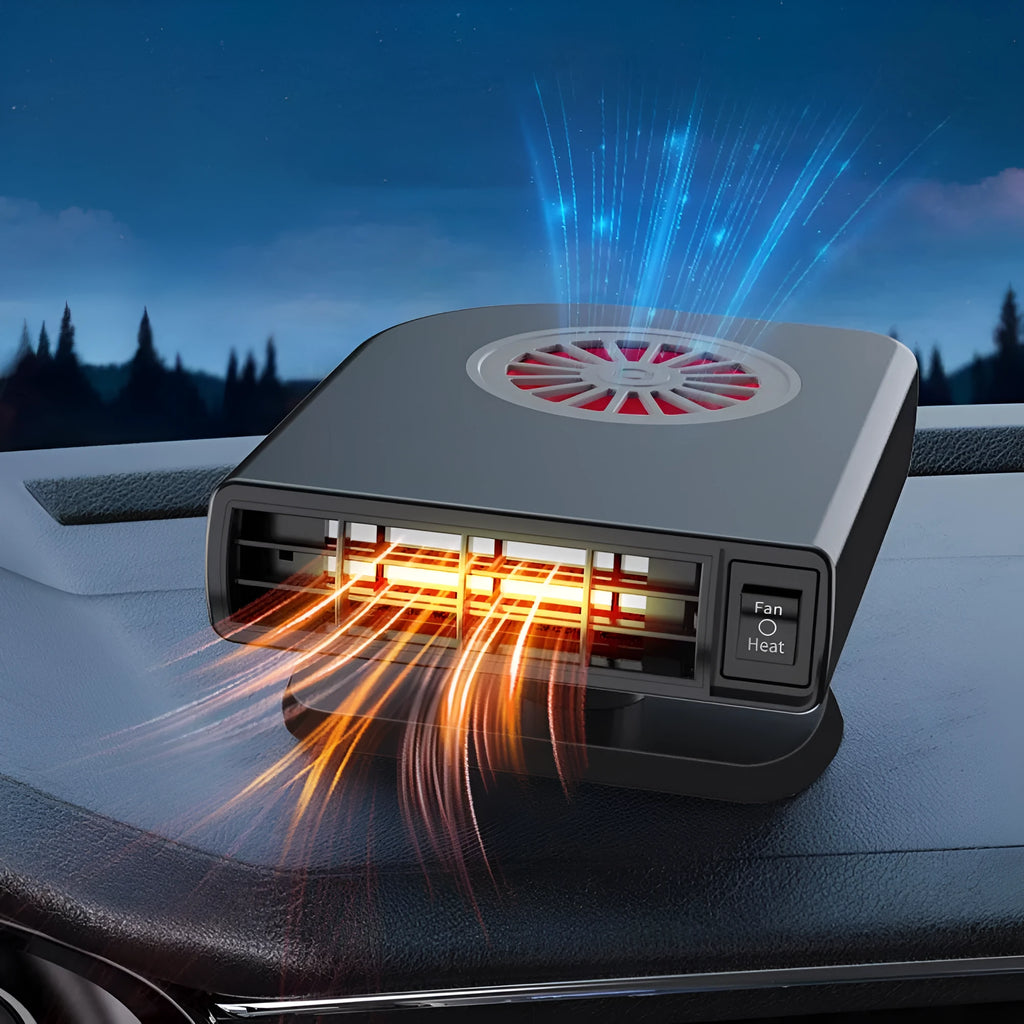 Black vehicle-mounted heater with compact design for car defogging and air purification