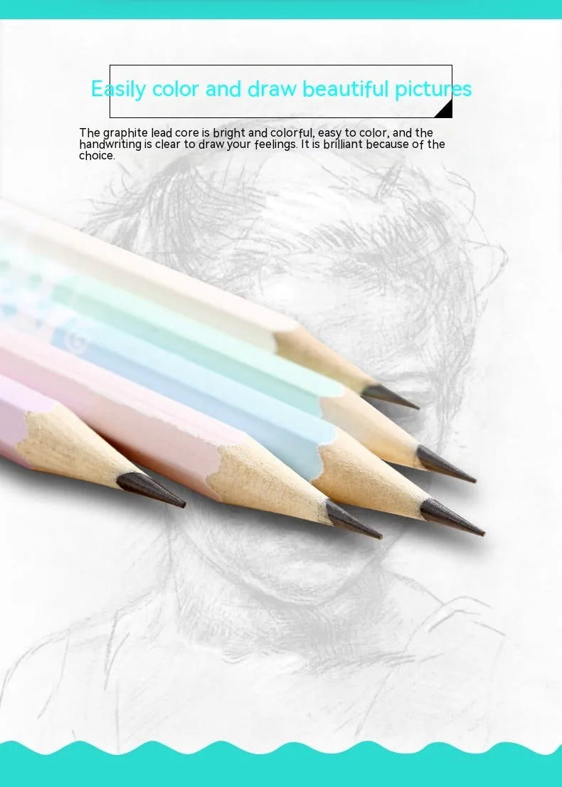 Basswood hexagonal thermal transfer pencil with HB graphite refill showing six-angle design